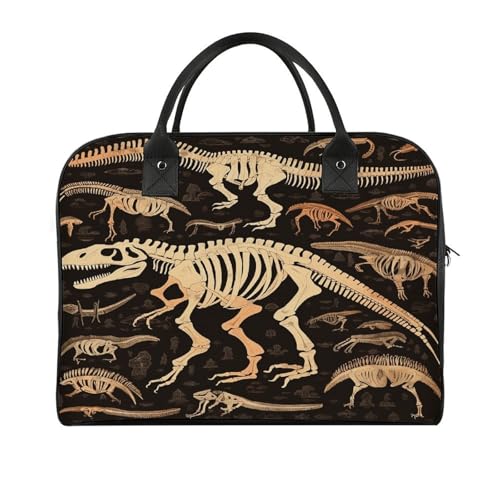 Bolso bandolera de nylon con estampado de esqueleto de dinosaurio miniatura 1