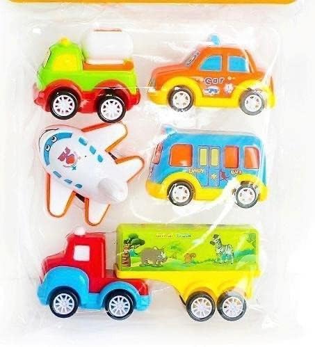 Image of Unbreakable Pull Back Vehicles| Push and Go Crawling Toy for Kids & Children, Power Friction Cars for 3+ Years Old Boys | Girls, Plastic (Vehicles 5 Pcs),Assorted