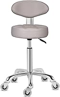 Vista 1 de Kaleurrier Swivel Stool Chair Adjustable Height,Heavy Duty Hydraulic Rolling Metal Stool for Kitchen,Salon,Bar,Office,Massage (with Back Rest) (Grey)