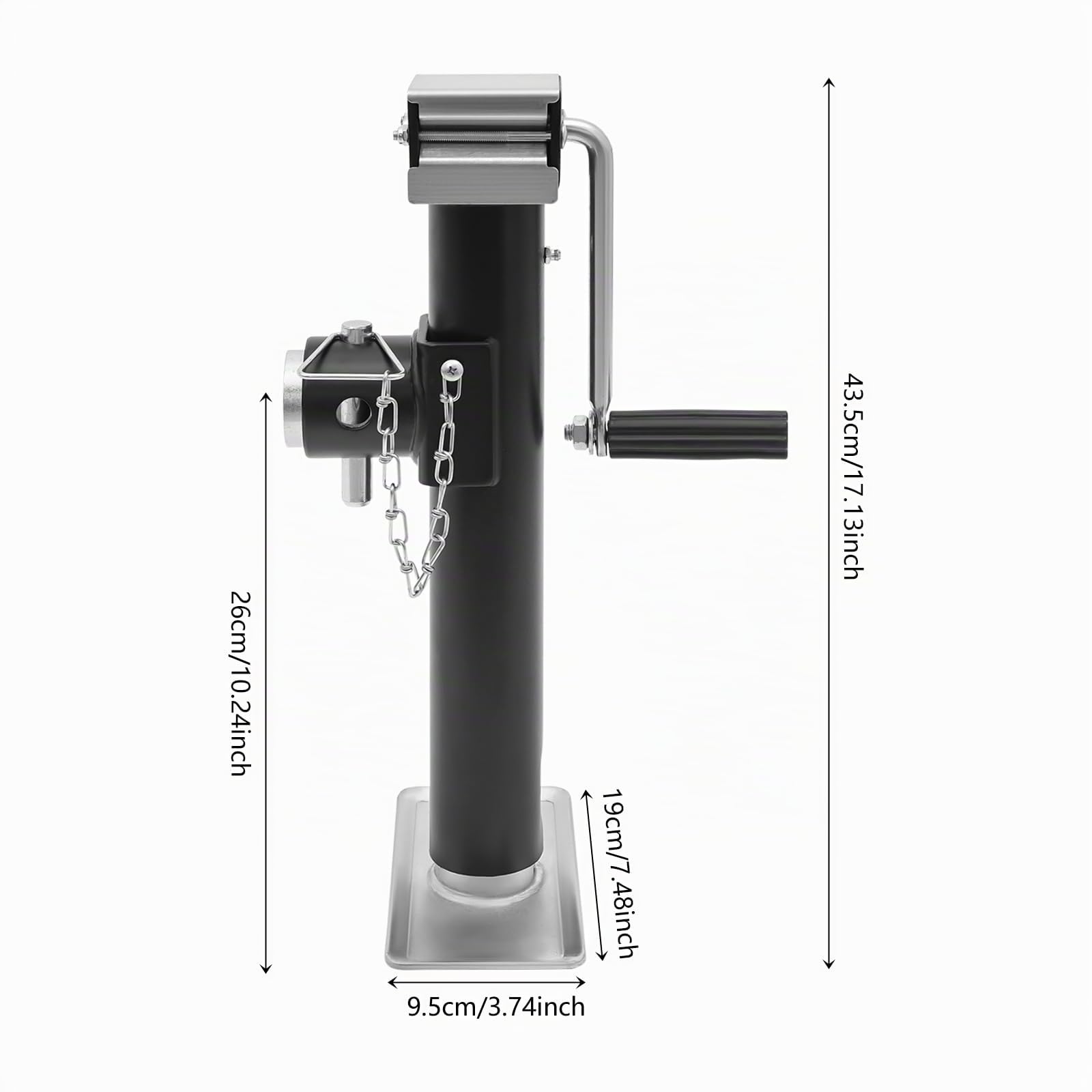 Béquille de remorque lourde 1T (1000 kg) avec manivelle, pied de support réglable et stable, support de stationnement robuste pour remorque de voiture, caravane, caravane