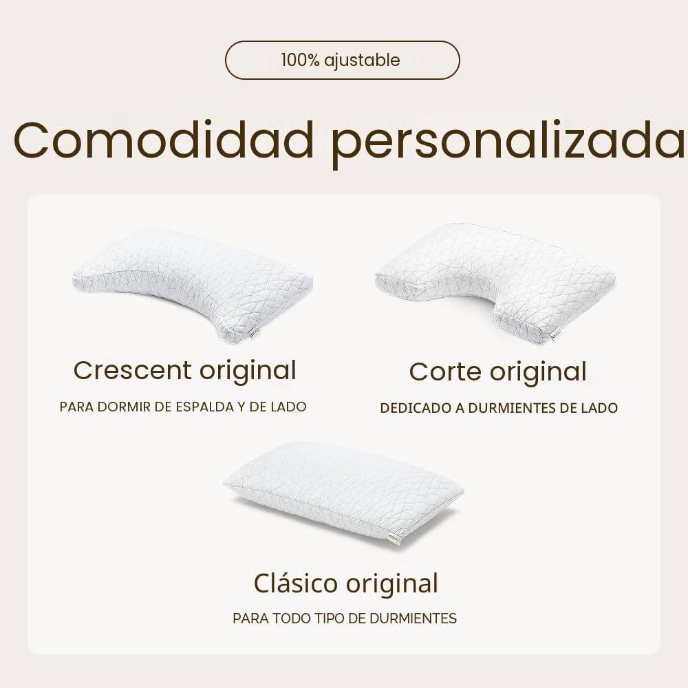 Coop Home Goods Almohada Ajustable Original Recortada, Almohadas de Cama tamaño Queen para Apoyo del Cuello y la Cabeza, Almohadas de Espuma viscoelástica, firmeza Media para Dormir de Lado