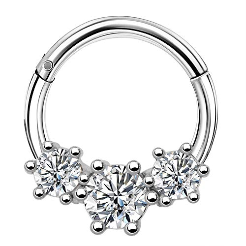 COCHARM Daith Earrings Hoop 16G Surgical Steel Tragus Septum Rings Piercing Jewelry Clear Cubic Zirconia