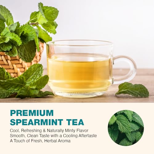 Image of Spearmint Herbal Tea 100g | PCOS & PCOD Tea for Women | Hormone Balance Support, Acne & Facial Hair Reduction | Digestive Health | Herbal Loose Leaf Spearmint Tea | Caffeine Free | 100 Cups