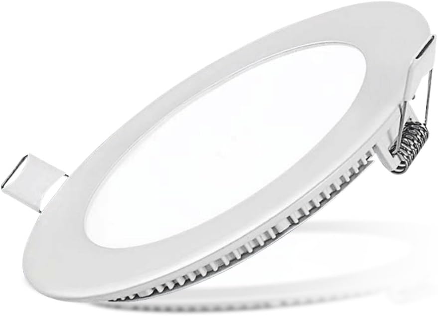 POCKETMAN 5 Pack Round 12W 6-inch Flat LED Recessed Panel Ceiling Light,850lumens,Cool White,AC85-265V,for Home, Office, Commercial Lighting