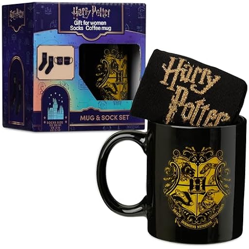 Get Trend Harry Potter Taza y Calcetines Mujer, Taza Ceramica 340 ml con Calcetines Divertidos, Set Regalo para Adolescentes y Mujeres (Negro Harry Potter) | Ya disponible en tu tienda friki favorita! En mundofriki.es!