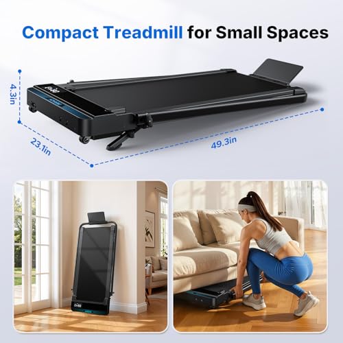 MERACH Walking Pad Treadmill with Handle Bar and 6% Incline, 7.6MPH 2 in1 Folding Treadmill for Home, 3.0HP Easy Store & Foldable Walking Pad with Incline, LED Screen, Smart APP, 300Lbs Capacity
