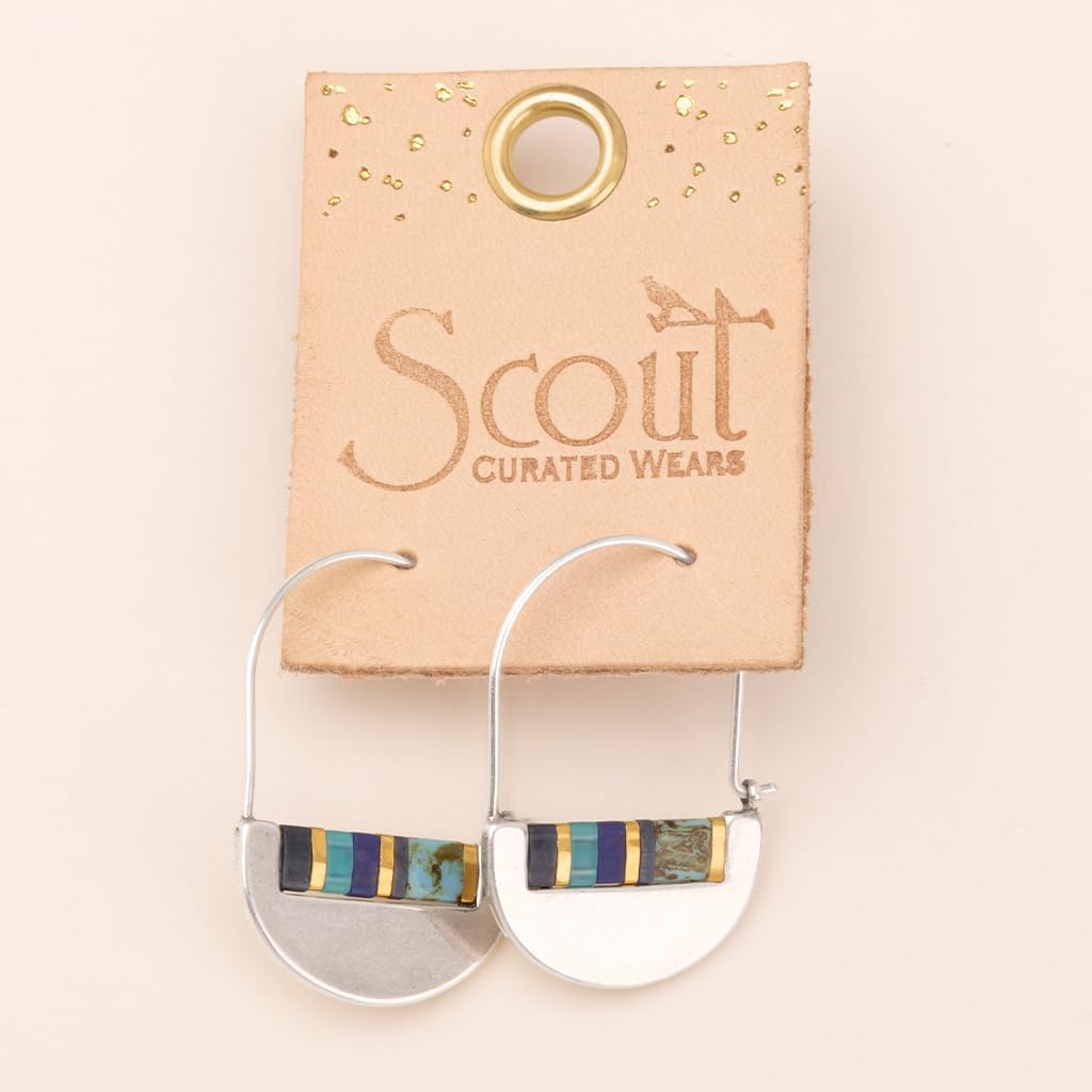 Scout Curated Wears - Good Karma Miyuki Crescent Hoop - Cobalt/Silver