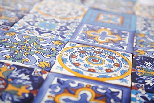 Cerames Blue Mexican Tiles Backsplash Armando 4X4 | Pack Of 30 Handmade Tiles | Talavera Bathroom And Kitchen Splashbacks Tiles #TOP2