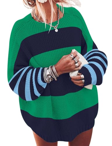 Image of Ugerlov Women's Oversized Sweaters Batwing Sleeve Mock Neck Jumper Tops Chunky Knit Pullover Sweater