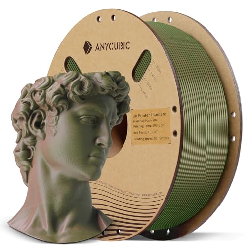 ANYCUBIC Matte PLA Filamento 1,75 mm, Filamento per Stampante 3D Struttura Matte, Superficie Fine, Nessuna Linea di Strato Visibile,Matte Verde Marrone 1KG