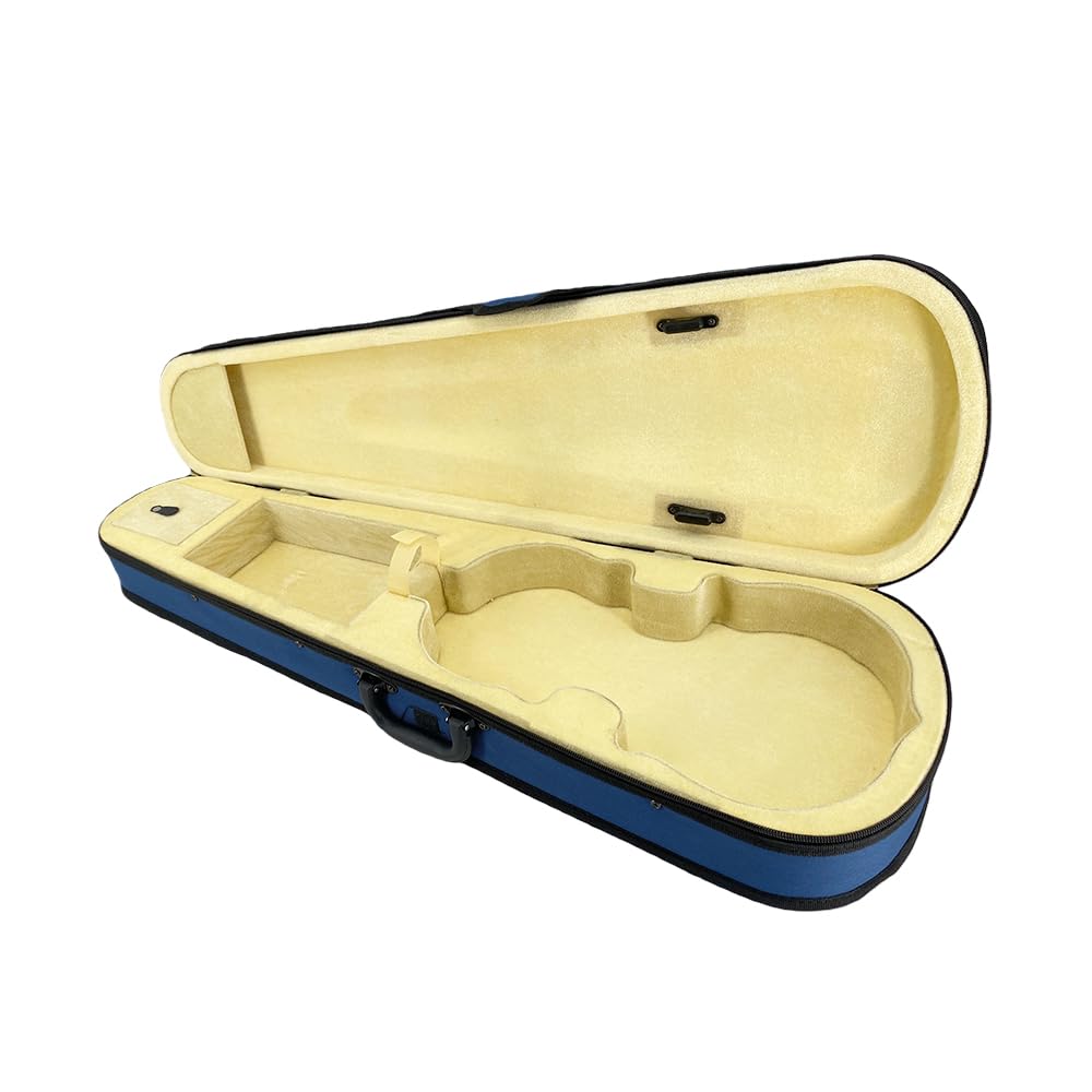 Custodia per violino 4/4 full size con cinghie per zaino, custodia rigida ultra leggera da viaggio con supporti per archetto, igrometro e tasca per spartiti musicali, Triangolo Blu, Popolare