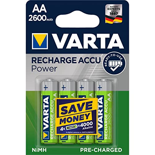 Varta Power Ready2Use HR6 Migon AA Lot de 4 Piles Rechargeables 2 600 mAh