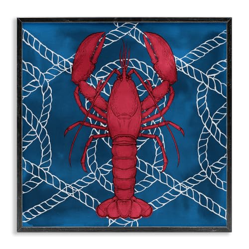 Lobster Rope Pattern Ocean Life, 12 x 12 Inch Framed Giclée Print