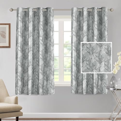 Image of Cortina Polyester 75% Blackout Curtains Set of 2 Floral Print | Grommet Eyelet Window Curtains for Living Room, Bedroom & Kids Room | Light Filtering Drapes for Privacy (White & Green, 5 FT)