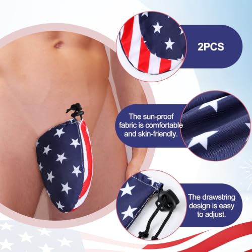 Image of Dansydaisy 2 Pcs Men's Tanning Pouch Sun Protection, Tanning Cover for Men (Independence Day,American Flag Color)