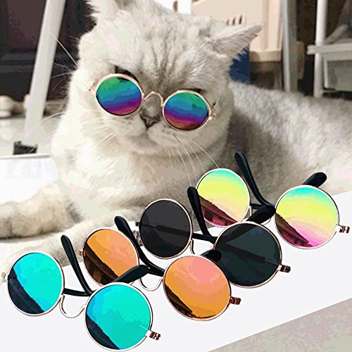 Round Pet Cat Glasses Lovely Sunglasses for Little Dog Cat Eye-wear Reflection Glasses Photos Props Pet Supplies(Pink) - Image 8