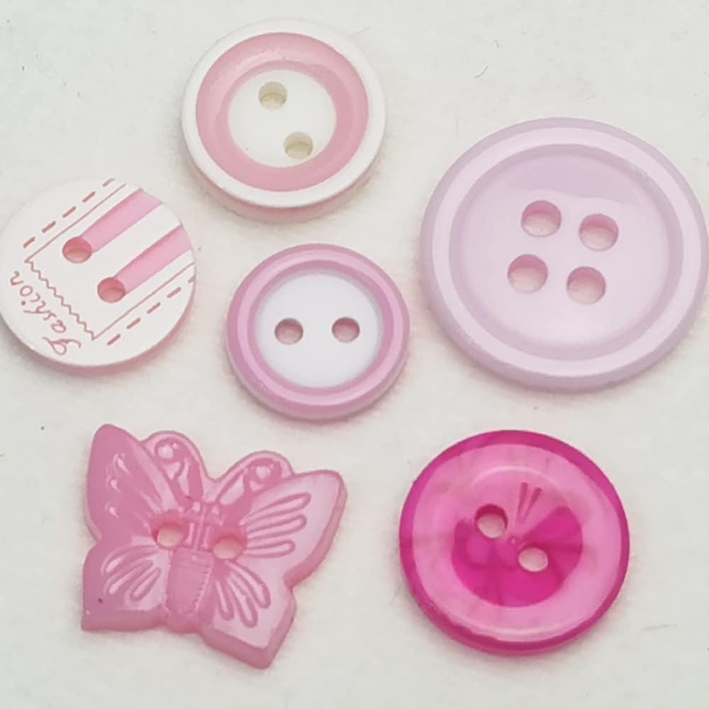 Chenkou Craft Random 100pcs Pink & Hot-Pink Mix Lots Plastic Buttons Small DIY Sewing Craft Accessory - Image 4