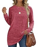 OFEEFAN Tunic Tops to Wear with Leggings Womens Sweatshirt Long Sleeve Fall Sweaters L