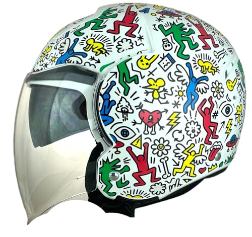 Shiro Helmets Casco Jet Tokio SH-64 Doodle Totalmente Homologado (L 59/60)