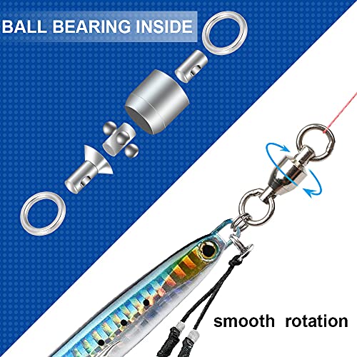 Atibin High Strength Fishing Swivel Steel Bearing Connector Fishing Swivels Stainless Barrel Ball Bearing Swivel Saltwater Freshwater 25Pcs 54Lbs #TOP2