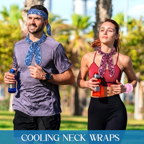 Silicherry 144 Pcs Cooling Neck Wraps Bulk, Paisley Neck Bandana Ice Scarf - image 2