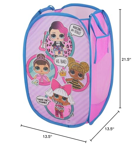 Image of LOL Surprise Pop Up Laundry Hamper,Pink Kids Clothes Storage with Durable Carry Handles, 21 inch H x 13.5 inch W x 13.5 inch L