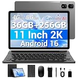 MAXLEGEN Tablet 11 Zoll, Android 16, 2K FHD, 36GB RAM+256GB ROM/1TB TF, 4G LTE Dual SIM+5G WLAN, 2GHz Octa-Core Android 16 Tablet mit 9580mAh, 13MP, GPS, GMS, Tablets mit Tastatur/Stift/Maus/Hülle