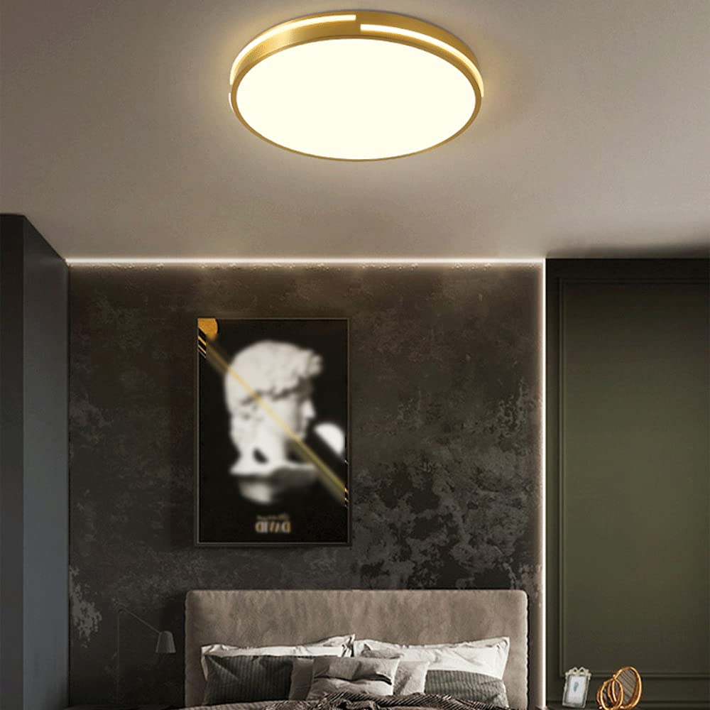 Accesorio de iluminación cercano al techo, Nordic Gold, luz de techo de montaje empotrado simple y ultrafina, la instalación de ahorro de energía LED es fácil de usar en guardarropa, vestidor, vestíbu