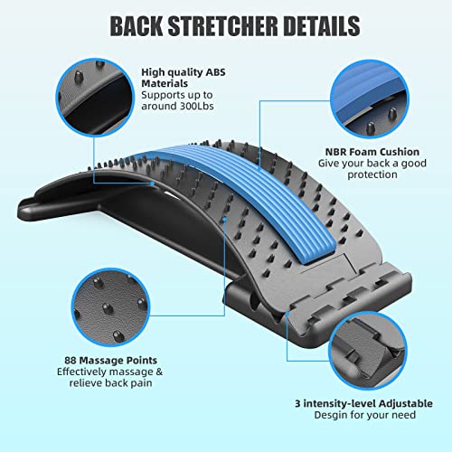 Jsbird Back Stretcher For Pain Relief, Multi-Level Back Cracker Lower Back Pain Relief Device, Lumbar Support Spine Board With 3 Adjustable Settings For Bed, Chair & Car With Massager #TOP3