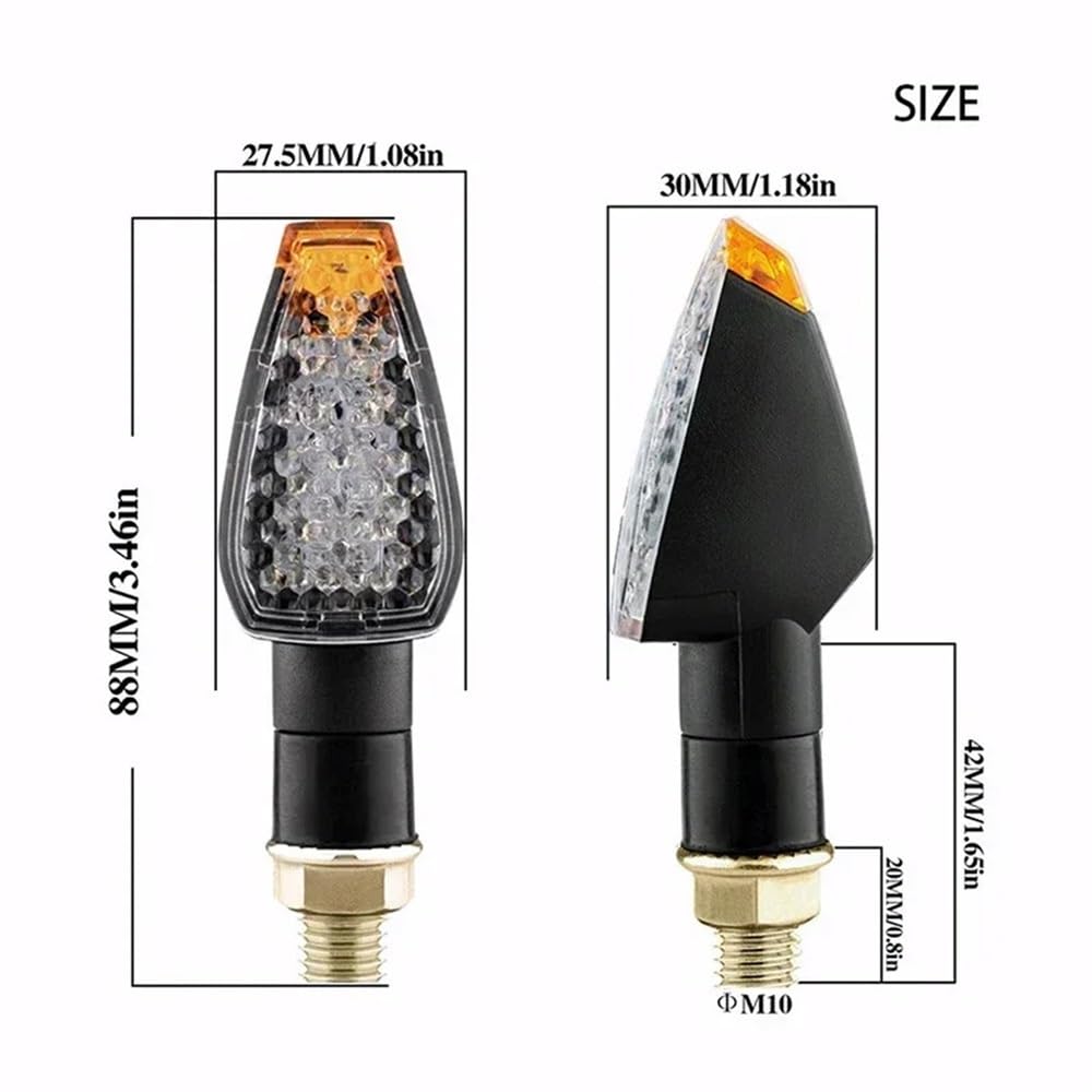 Faro Posteriore Stop Running Luci di direzione per motocicletta da 12 V, 14 LED, luce ambra, indicatore posteriore, segnalazione per