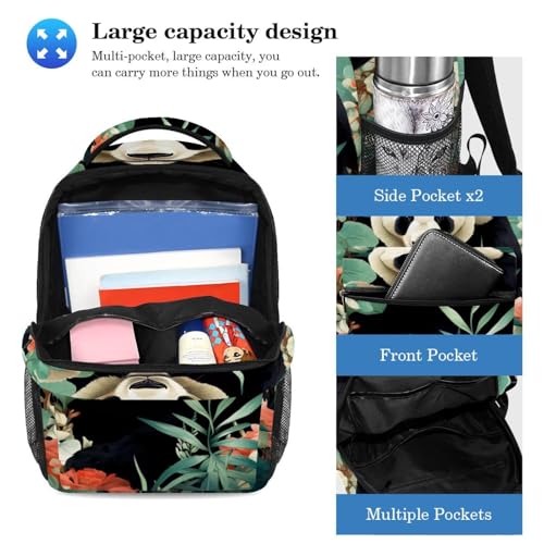 Ensemble sac à dos et trousse panda floral grand format pour l'école et le voyage - 3