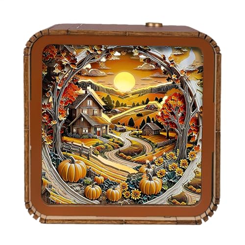 Puzzle in legno con luce a LED, luci notturne a LED, senza fili, 9,5 x 5 cm, adorabile lampada decorativa da assemblare, kit di modelli in legno ricaricabile per la decorazione della scrivania