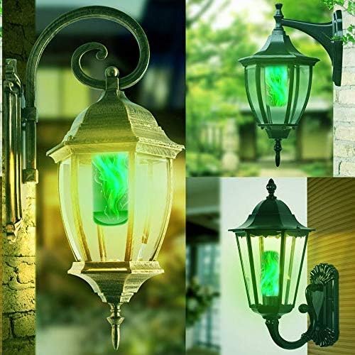 OMK Sunlight Forest - Green LED Christmas Flame Light Bulb Decorations - E26 E27 4 Modes with Upside Down Effect Simulated Atmosphere Lighting for Indoor Outdoor Holiday Party Gifts