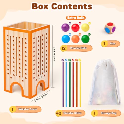 Montessori Board Game para Niños 4-6 con 42 Bastones de Madera miniatura 5