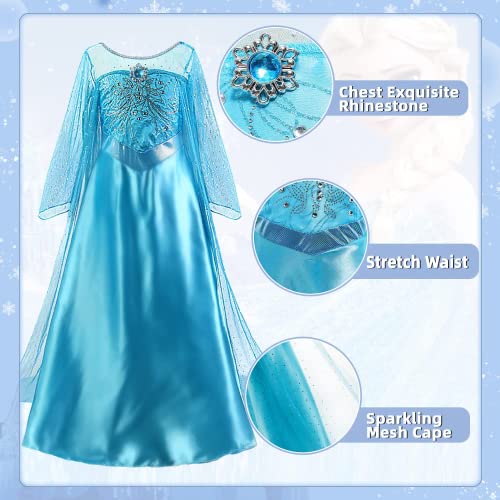 Dzyoleize Princesa Elsa Vestido de Fantasia para Meninas Meninas Festa de Aniversário Rainha Cosplay