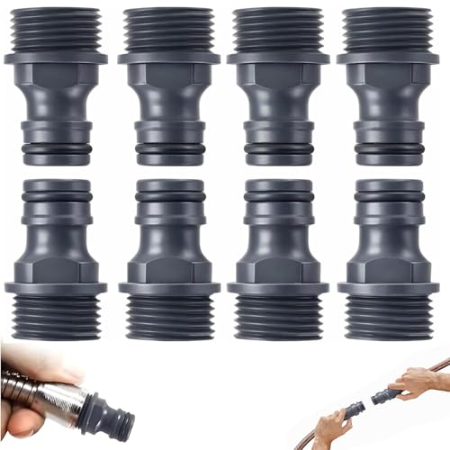 Lot De 8 Raccord Tuyau D'arrosage 1/2 Pouce Filetage Mâle Adaptateur Embout Tuyau Arrosage Connecteur Robinet Jardin Système Irrigation Raccord Rapide Durable Pour...