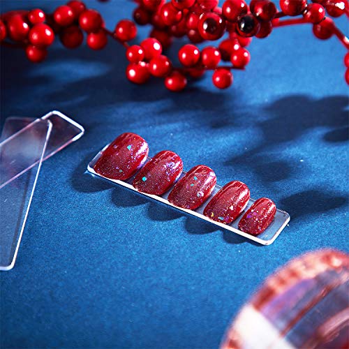 100 Pieces Transparent Nail Stand Nail Display Stand Holder Nail Boxes Packaging For Press On Nail Art Fake Nail Tips Practice Holder With 2 Rolls Double Sided Tapes For Nail Salon Home Office Supply #TOP4