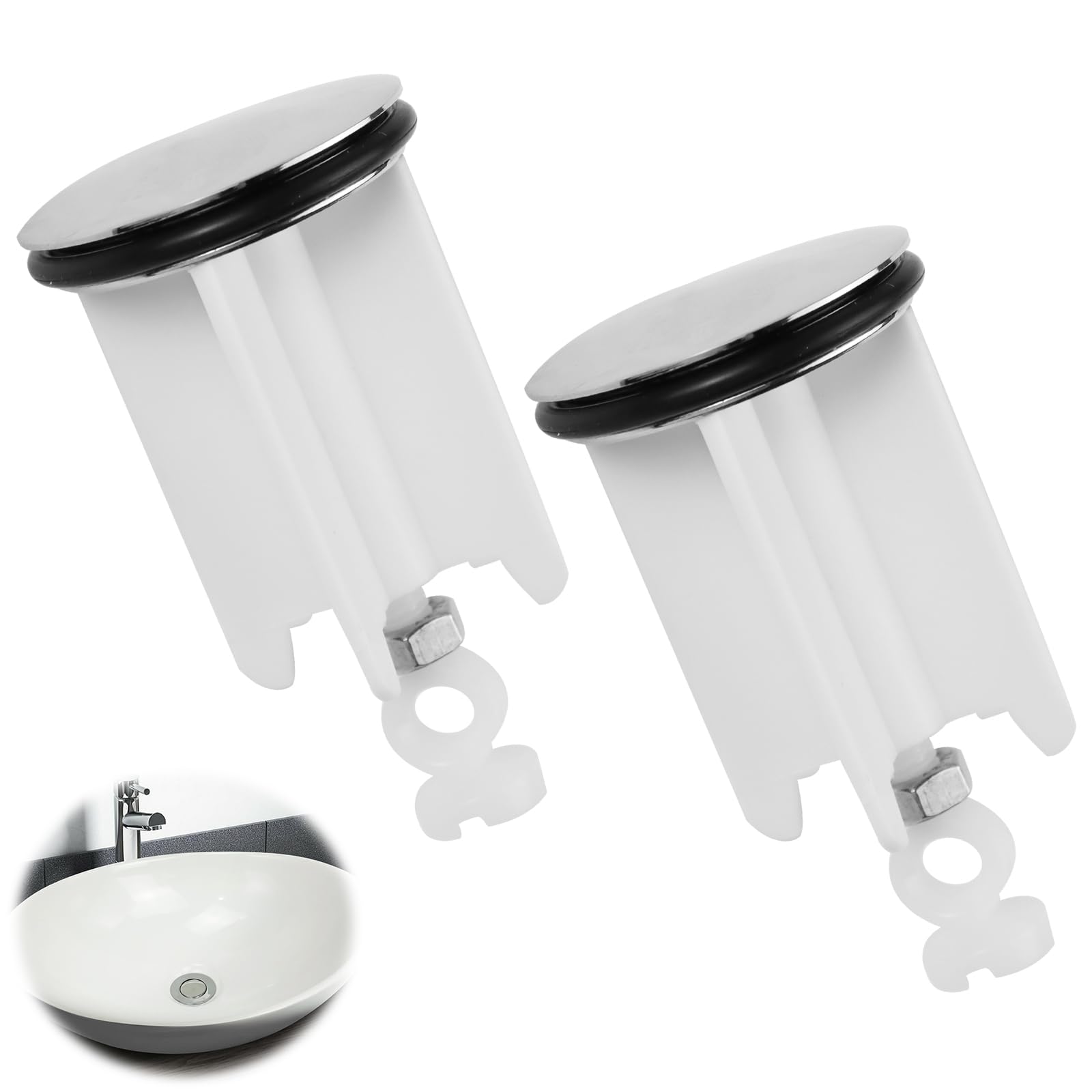 MCTNCT 2 Pezzi Tappo Lavandino Bagno Universale Tappo di Scarico per Lavandino, Tappo per Lavabo Altezza Regolabile, Tappo per Lavandino, Per Lavabo da Cucina e Bagno, Lavabo, Tappo Bidet