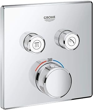 GROHE Grohtherm SmartControl Square Trimset, 2 Valves, Chrome, 29124000