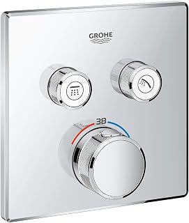 GROHE 29124000 | Grohtherm SmartControl Thermostat Concealed | Square | 2 Valves | Concealed Square Trimset, SmartControl Push-Turn Control, 2 Valves, TurboStat, Requires 35600000 Rapido SmartBox