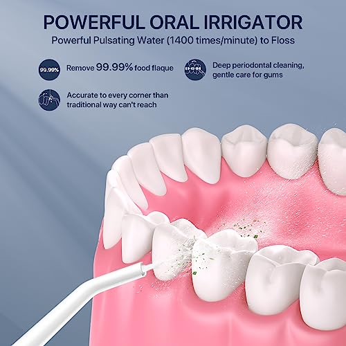 Hangsun Portable Water Flosser Hoc850 Oral Irrigator 360° Rotation 5 Pressure Levels 450Ml Travel Water Teeth Cleaner Hoc850 Ipx7 Waterproof For Braces Care, 2 Modes For Clean And Massage #TOP1