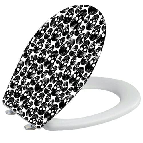 Sedile WC Universale Bianco e Nero Teschi