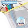 Brevanza 15 Pièces Pochette Document Zippée A4+A5+A6, PVC Mesh Zipper Pouch Etanche, Document Dossier Pochette 5 Couleurs, Chemise Zippée pour ranger dossiers documents papiers Fournitures de Bureau #5