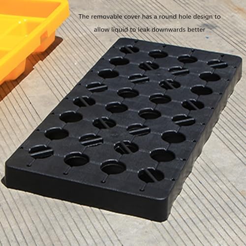 Heavy-Duty Oil Drum Tray, Spill Containment Pallet, Leakproof Polyethylene Platform for Warehouses & Workshops, 26.38"x26.38"x5.91", Ideal for Oil Drums & Paint Buckets