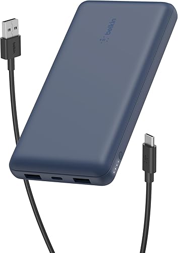 Miniatura 20 de Belkin Cargador portátil, banco de energía USB C de 20000 mAh con 1 puerto USB-C y 2 puertos USB-A, 15 W con cable tipo A a tipo C - iPhone 17, Air,