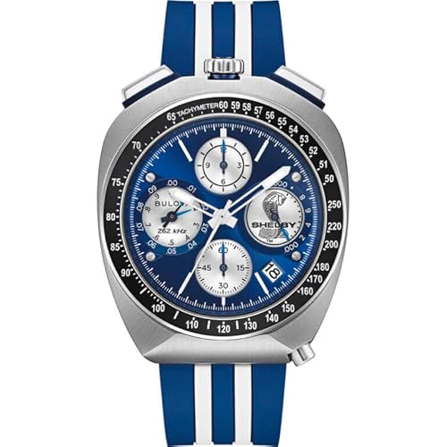 Bulova Racer Shelby Limited Edition 98B452 - Orologio Da Uomo Cronografo Ad Alta Precisione, 262 Khz, 43 Mm, Quadrante Blu, Cassa In Acciaio, Cinturin