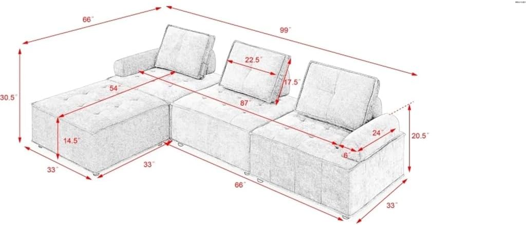 L-Shape Sofa,Living Room Modular Sectional,Soft Chenille,Comfortable Couch for Use,White
