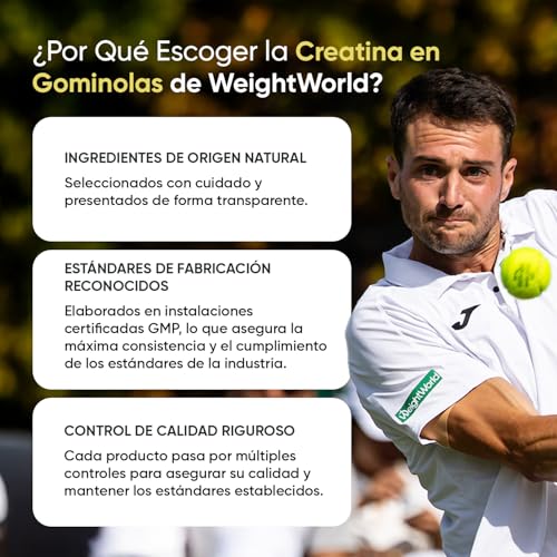 Miniatura 9 de Gominolas De Creatina Monohidratada 3000mg - Gomitas Pre Entreno Sabor Limón De Creatina Monohidrato Sin Azúcar Ni Gluten - Suplemento Para El Gym, Sin Ogm