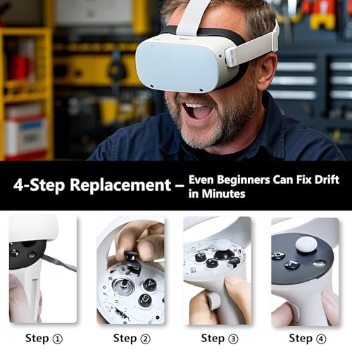 Image of 2 Joystick Replacement Kit for Oculus Quest 3 Controller, Repair Kit for Meta Quest 3, Including 2 Joysticks, Screwdriver, Tweezer, Pry Tool