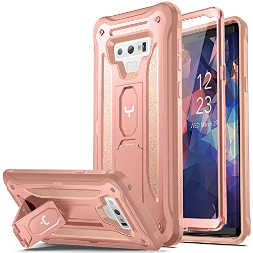 YOUMAKER Kickstand Case for Galaxy Note 9, Full Body with Built-in Screen Protector Heavy Duty Protection Shockproof Rugged Cover for Samsung Galaxy Note 9 6.4 Inch - Rose Gold/Pink